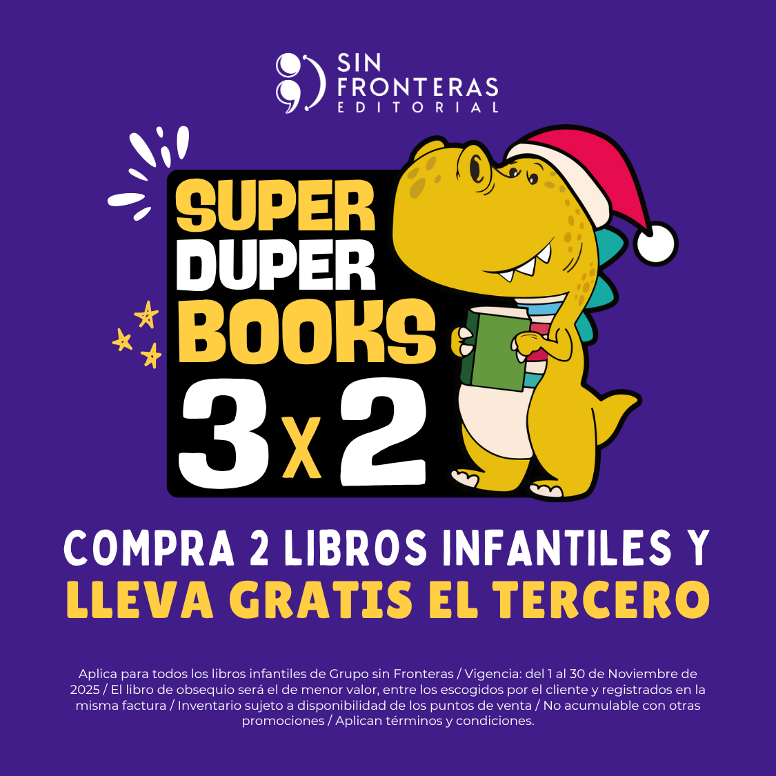 Apica en libros selccionados de  Editorial Grupo Sin Fronteras, inventario sujeto a disponibilidad, el libro obsequiado es el de menor o igual valor incluido en una misma orden y/o factura,no es acumulable con otras promociones, aplica tienda Fisica y Virtual